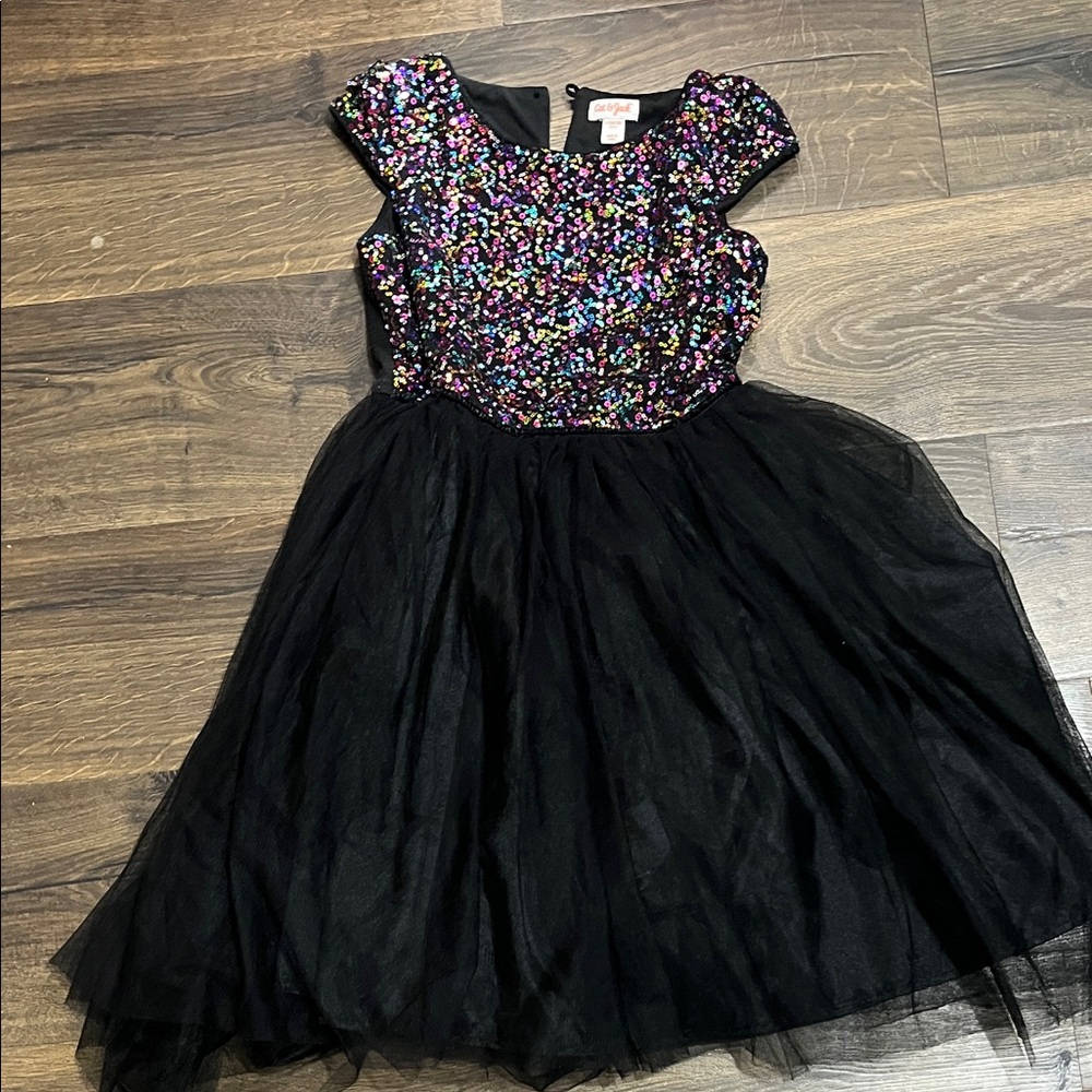 Sequin Black Tulle Dress with sequins , Girls 10/12
